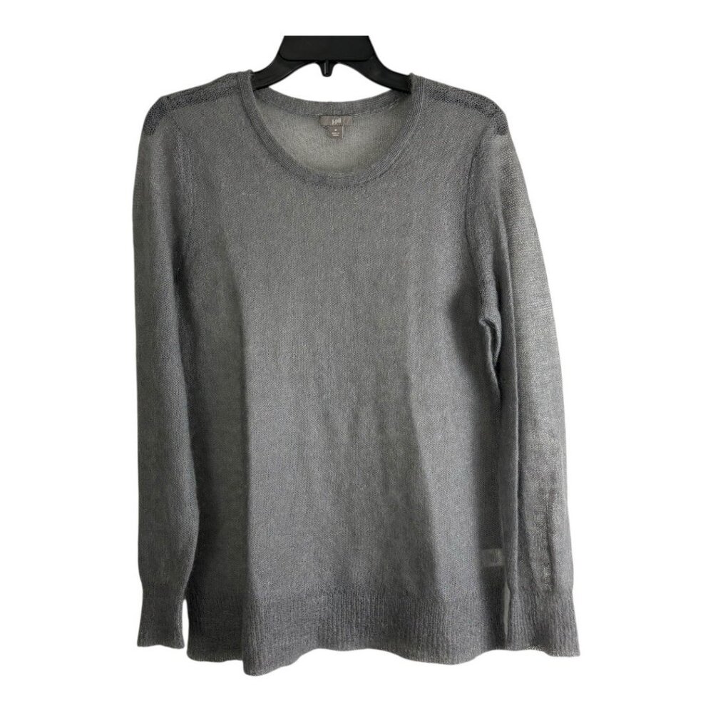 J Jill Womens Sweater Size Medium Gray Long Sleeve Thin Sheer Casual Mohair - Picture 2 of 10